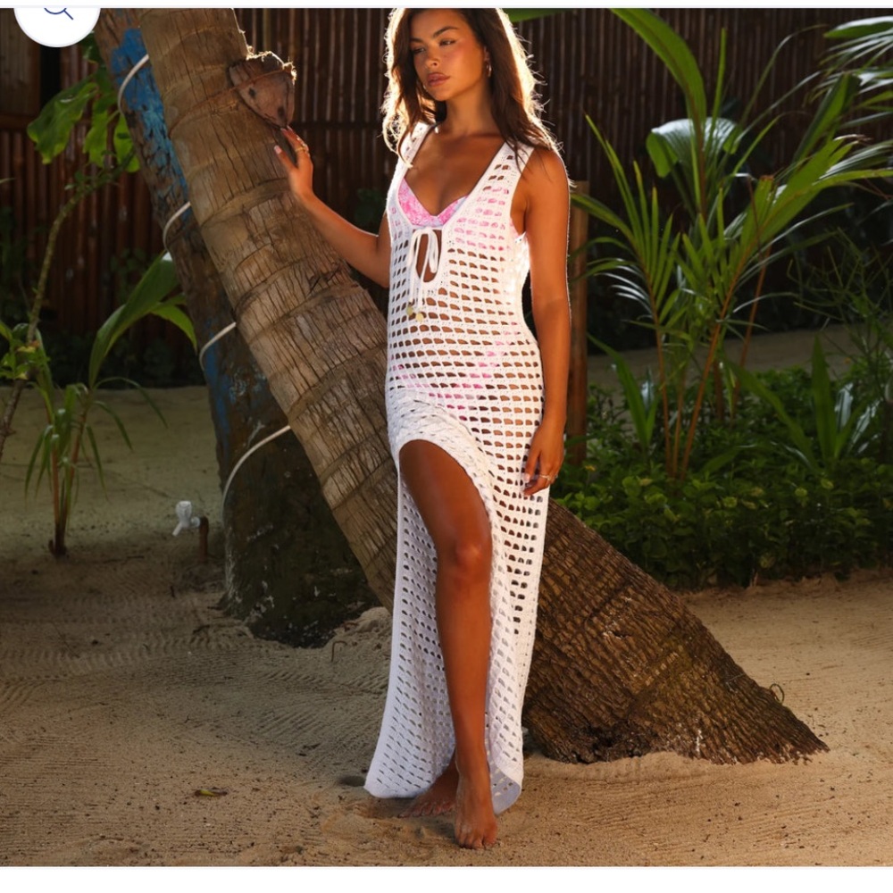 Kulani Kinis White Crochet Maxi Dress